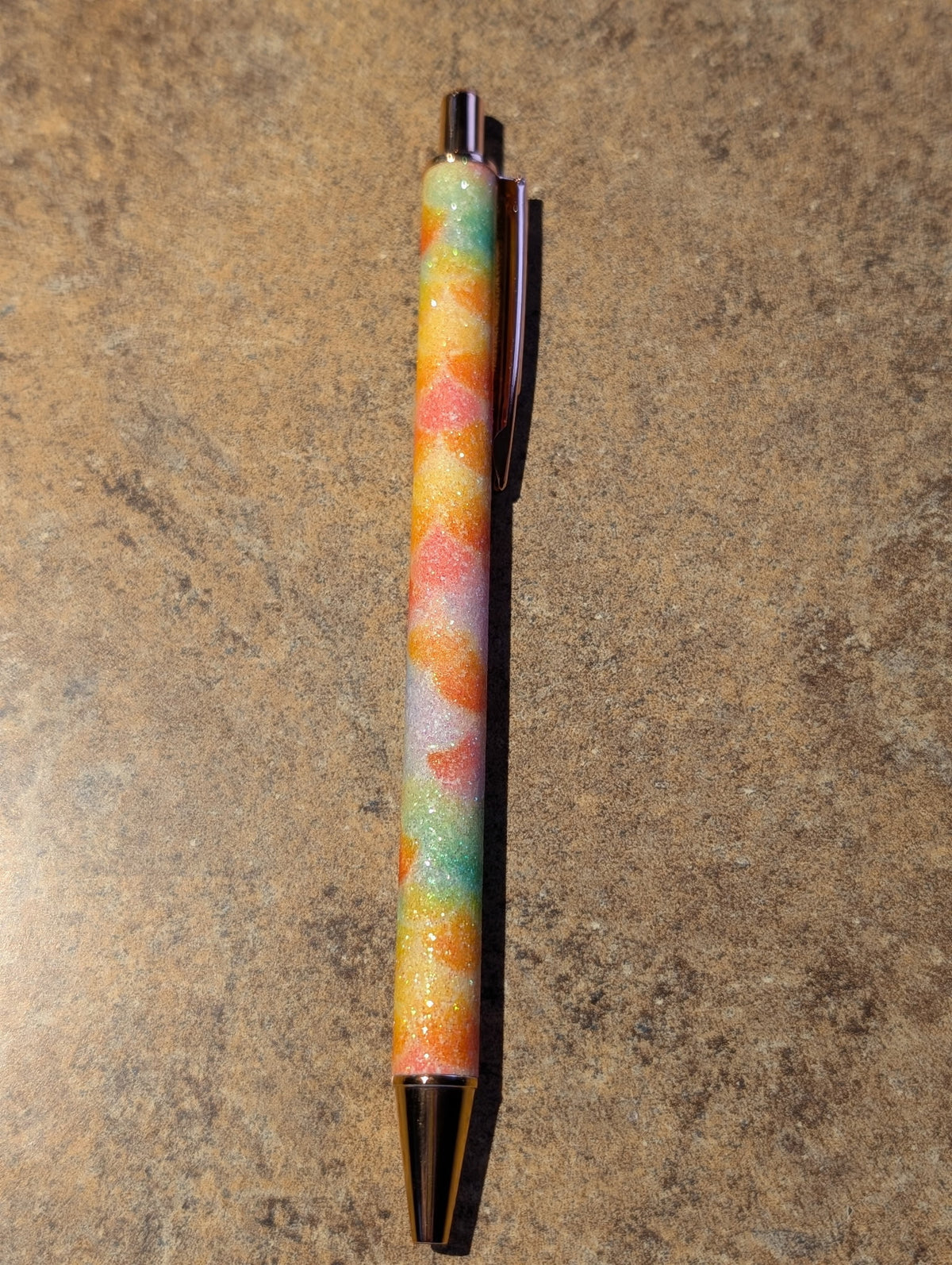 Yellow and Orange Spotted Pen with Clip #77