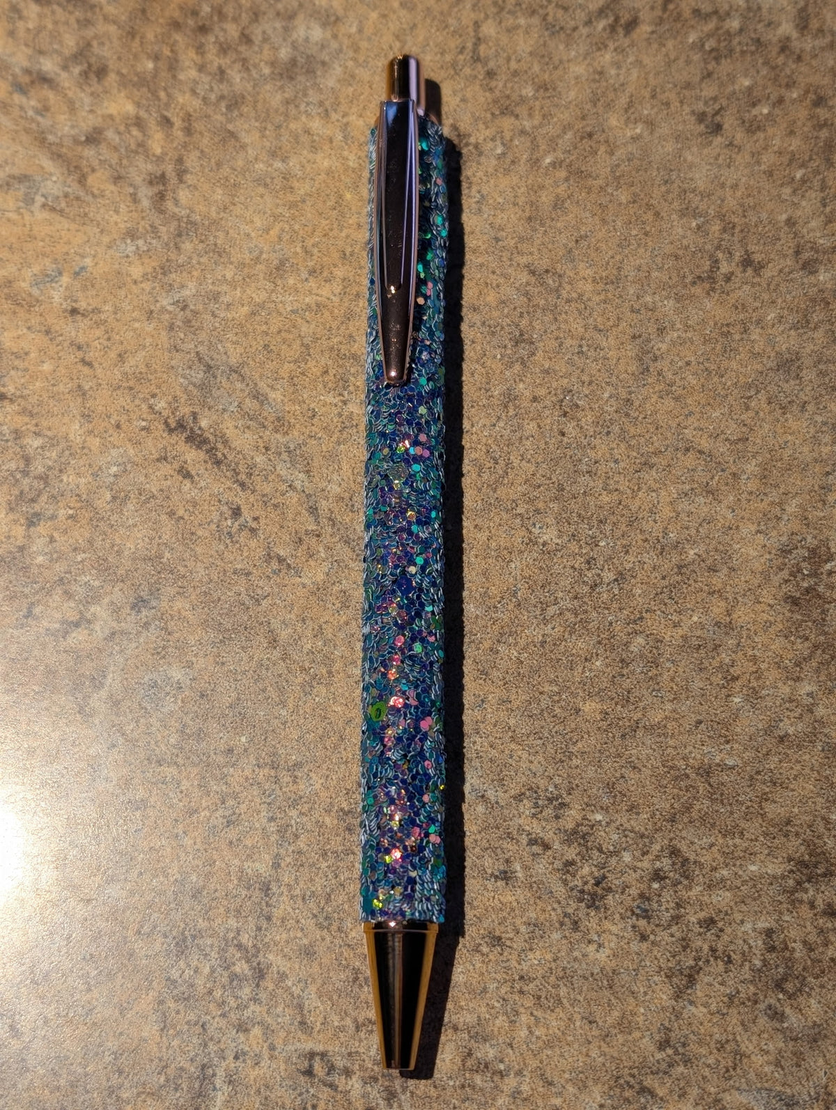 Blue and Purple Glitter Pen with Clip #79