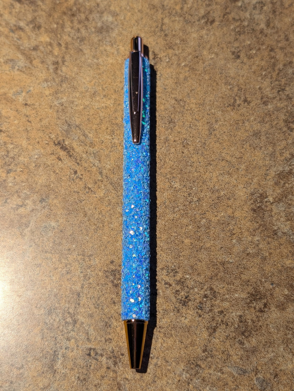 Blue Glitter Pen with Clip #80