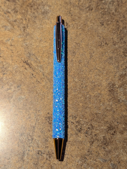 Blue Glitter Pen with Clip #80