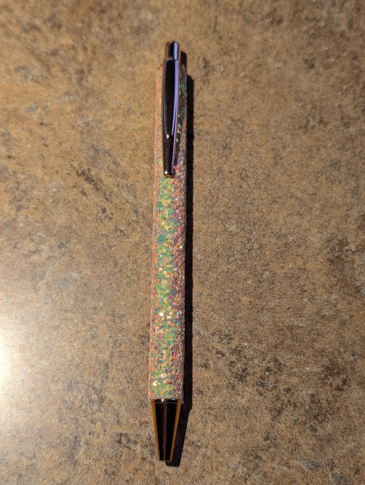Pink and Green Glitter Pen with Clip #81