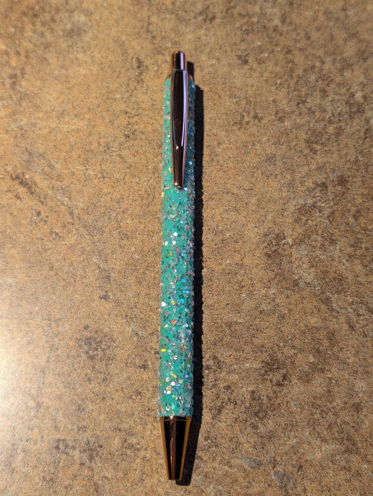 Light Blue Glitter Pen with Clip #84