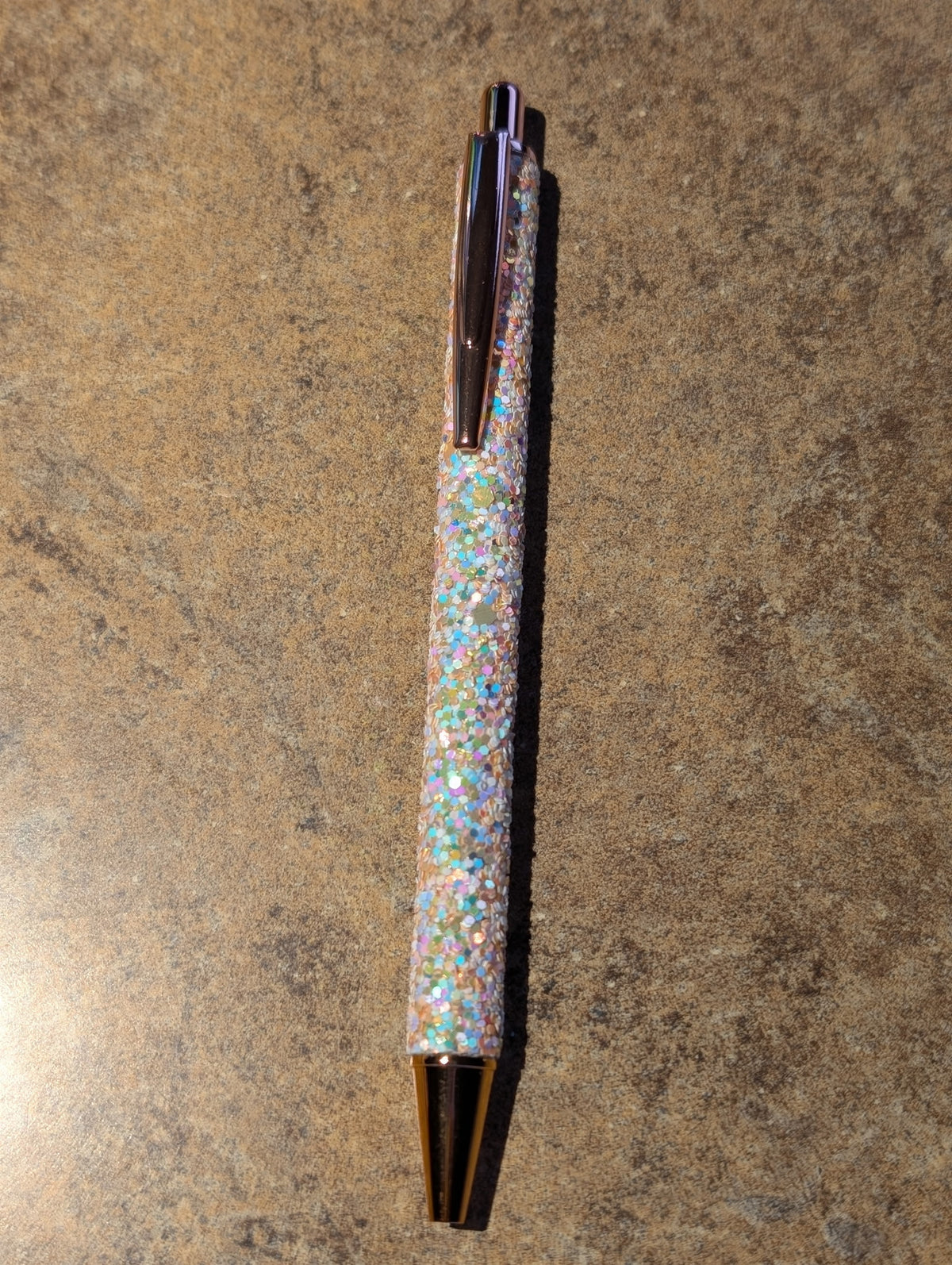 White Chunky Glitter Pen with Clip #85
